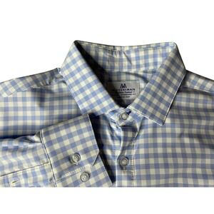 Mizzen+Main Dress Shirt Blue Check Long Sleeve Button Down - Men's Large